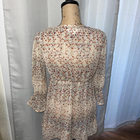 DECREE Yellow Gold Boho Feminine Sheer Floral Ruffle Cottagecore Blouse | XL - Picture 3 of 3